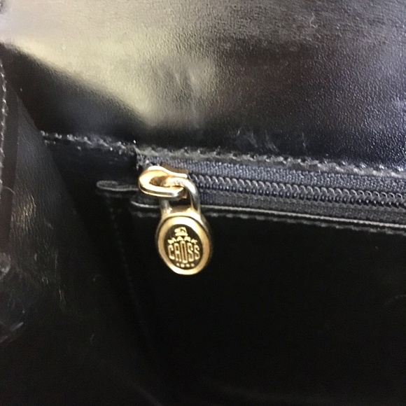 *hp* Vtg Mark Cross 1990s Black Leather Bag Purse - Picture 7 of 16